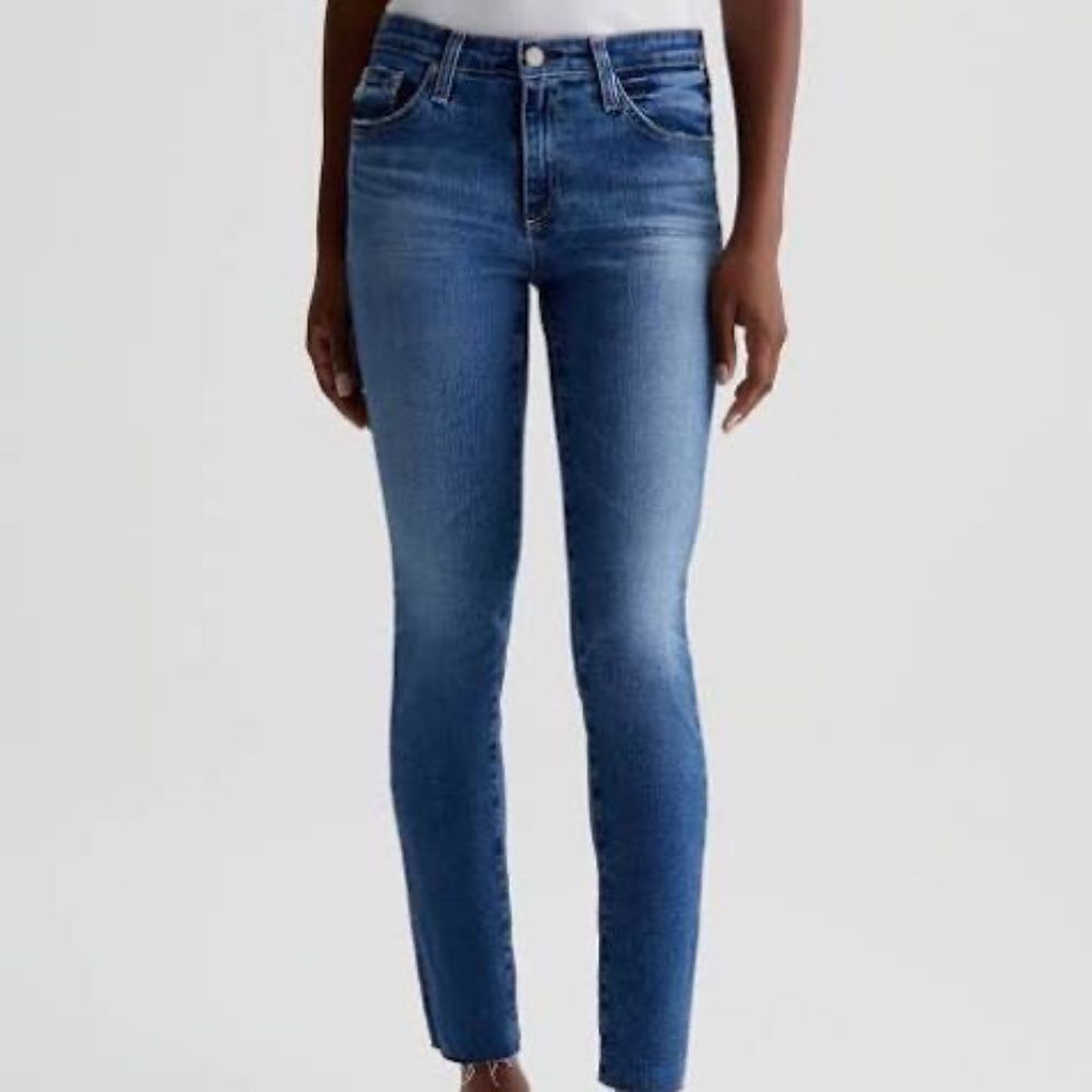 AG Adriano Goldschmied The Prima Crop Cigarette Crop Raw Hem Jeans Sz 31R